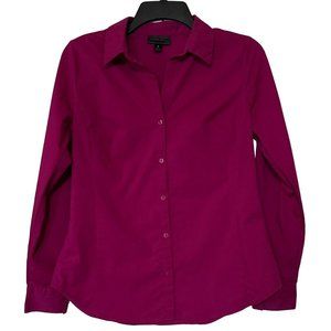 Worthington Brand V-Neck Blouse Burgundy Color Cotton Poly Blend Women's Size 4